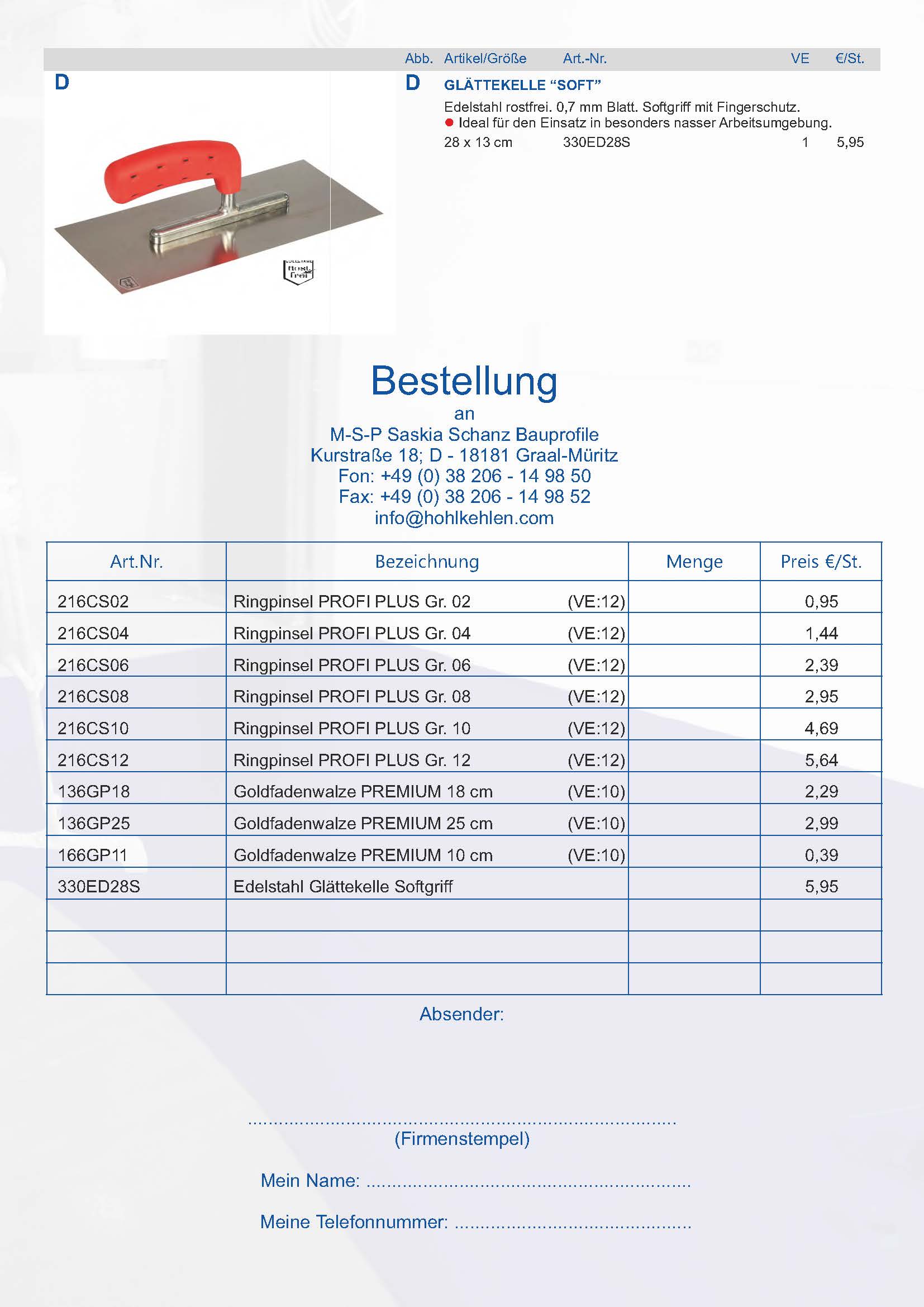 MSP Saskia Schanz Bauprofile, MSP Schanz, Multitool, Intego, Vexcolt, Gummischieber, Nivilli, Bodenbeschichtung, Ernst Schanz, Rolf Menges, Bauchem, Silikal, Bema, Sika, Sto